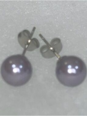 Classic Lavender Pearl Stud Earrings - Women Jewelry